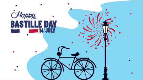 happy bastille day celebration with france flag and bicycle