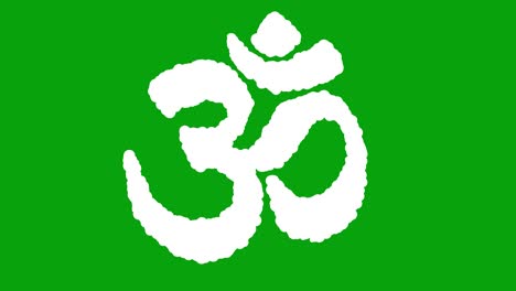 religión hindú om símbolo gráficos de movimiento con fondo de pantalla verde