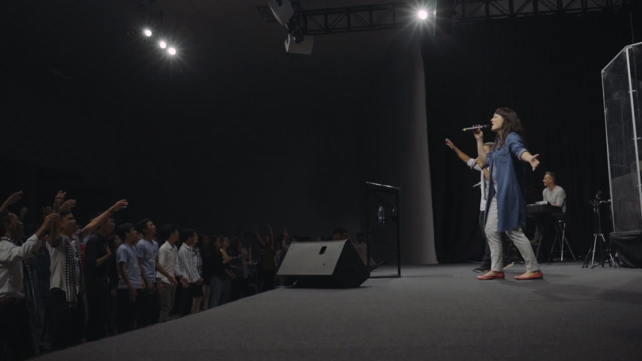 Christian worship service in a Cambodian church in Phnom Penh
