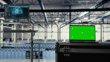 artificial intelligence technology on green screen notebook in data center