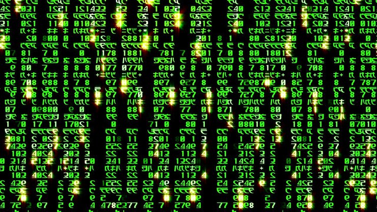 The abstract matrix code is moved in the virtual space. Loopable