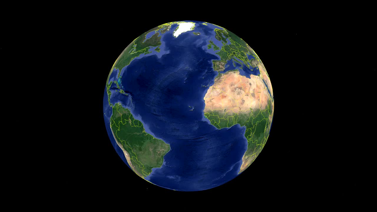 Tunis with flag. 3d earth in space - zoom in on Tunis outer