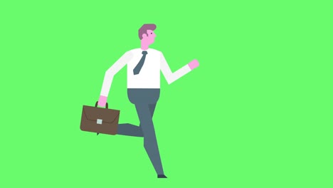 flat style graphics businessman character running cycle with briefcase isolated animation