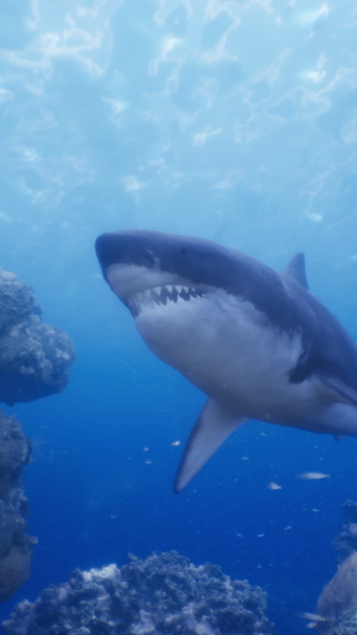 Majestic shark swimming gracefully through clear ocean waters