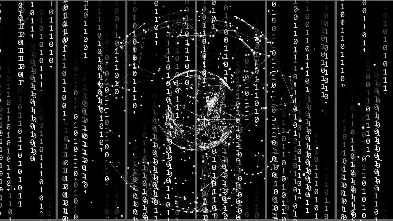 animación de codificación binaria y procesamiento de datos en todo el mundo