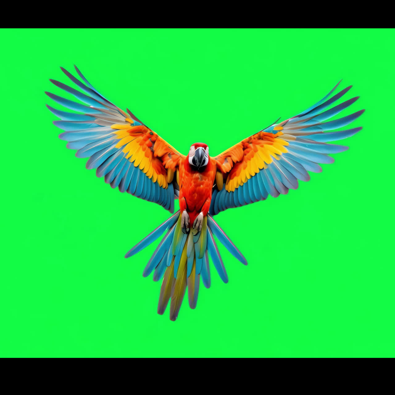 Vibrant parrot soaring gracefully skyward animation isolated asset, transparent 4K video, alpha