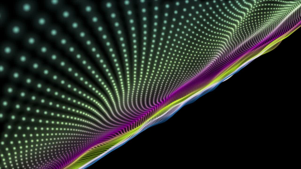 Futuristic animation with particle wave object in slow motion and space for text, 4096x2304 loop 4K