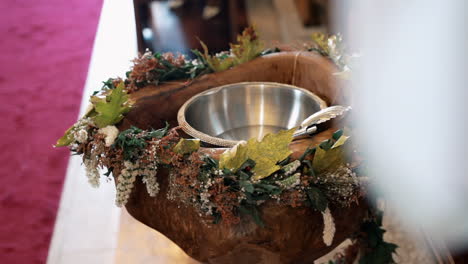 decorated baptismal font in a church