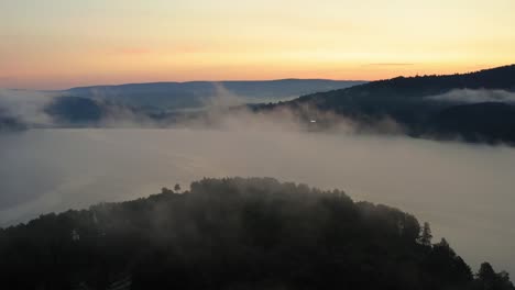 solina lake fog morning in poland