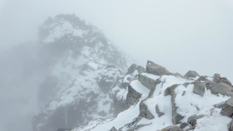 the highest mountain peak of rysy in winter weather conditions