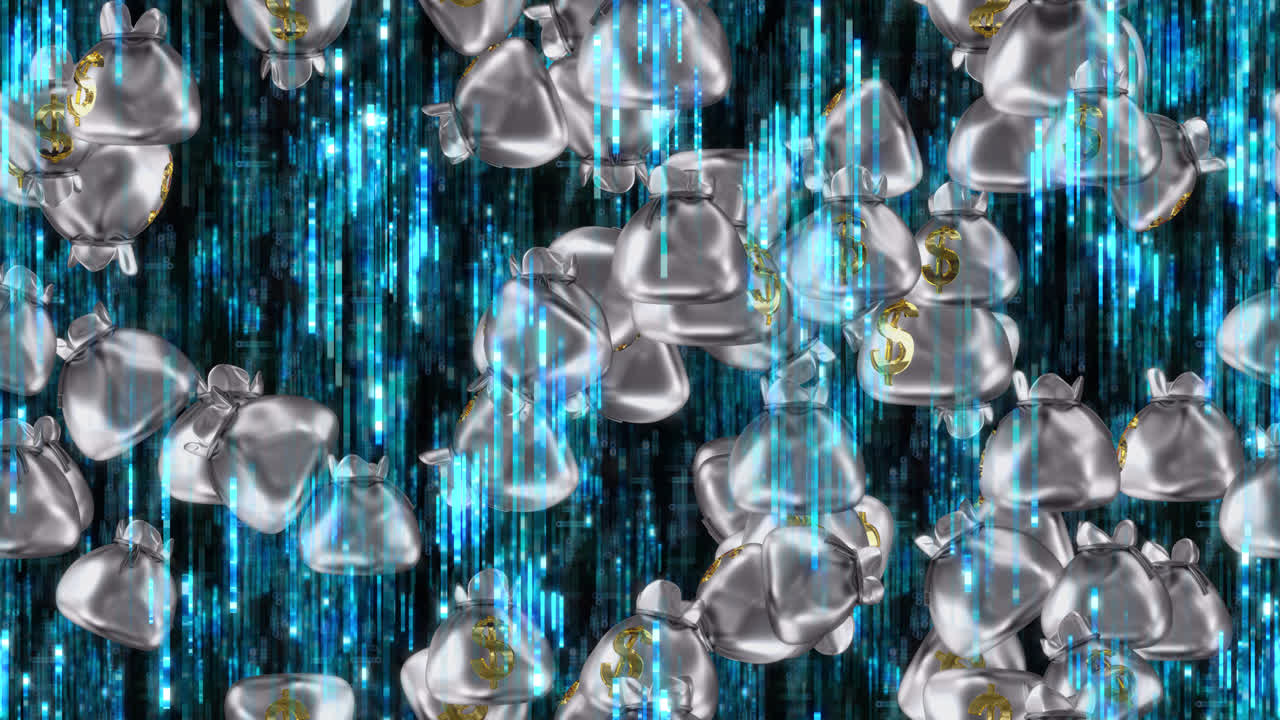 돈 가방 은행 배경 루프 타일 회전