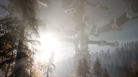 ovni sobrevolando el bosque