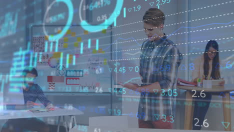 Animación-Del-Procesamiento-De-Datos-Financieros-Sobre-Un-Hombre-De-Negocios-Caucásico-Usando-Una-Computadora-Portátil