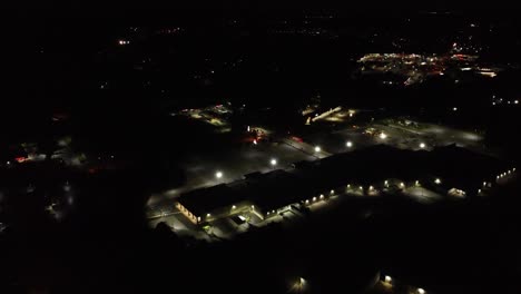night fly over commercial buildings