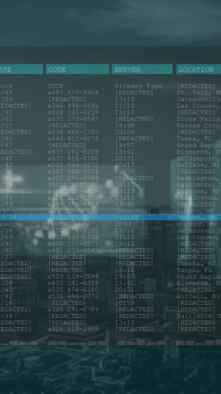 animación del procesamiento de datos sobre el paisaje urbano