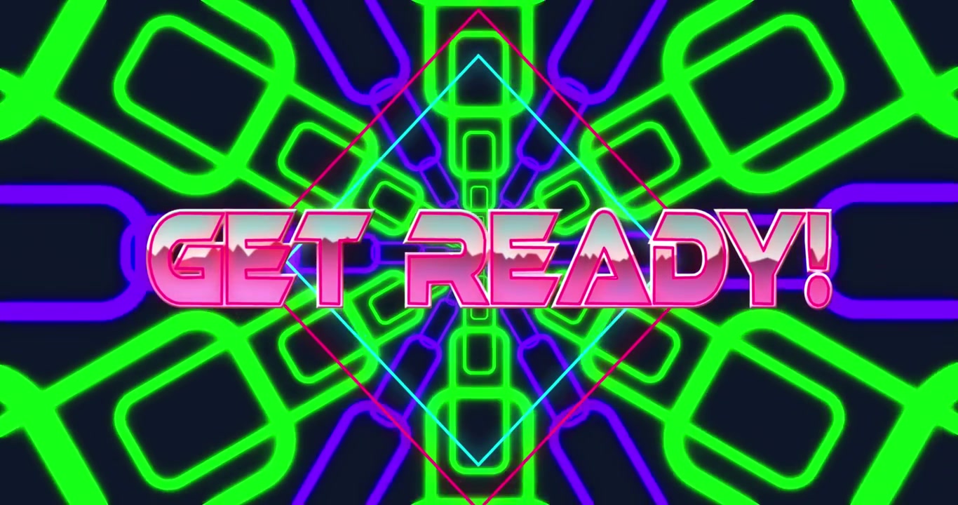 Animation des Textes "Good Vibes Only" über sich bewegenden Formen.