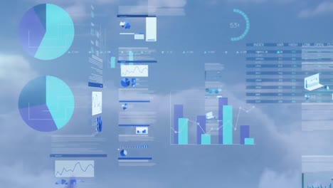 Animación-Del-Procesamiento-De-Datos-Sobre-El-Cielo-Nublado