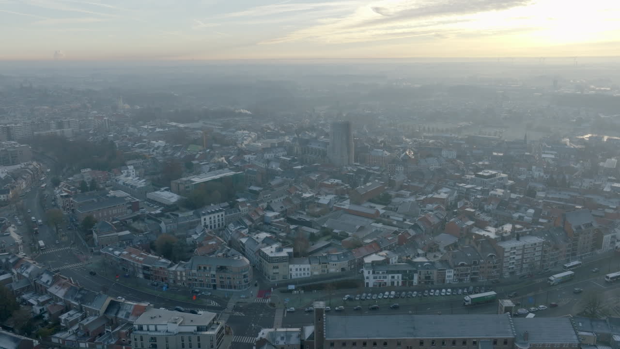 통게렌 도심, 높은 공중 궤도, 일출, 4k