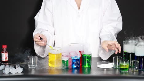 science experiment with colorful liquids