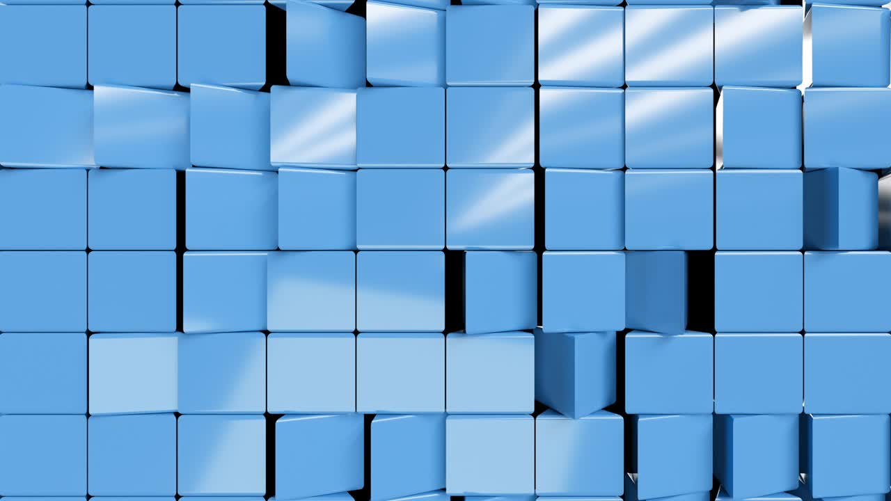 los cubos abstractos metálicos están girando, bucle sin costuras renderizado en 3d