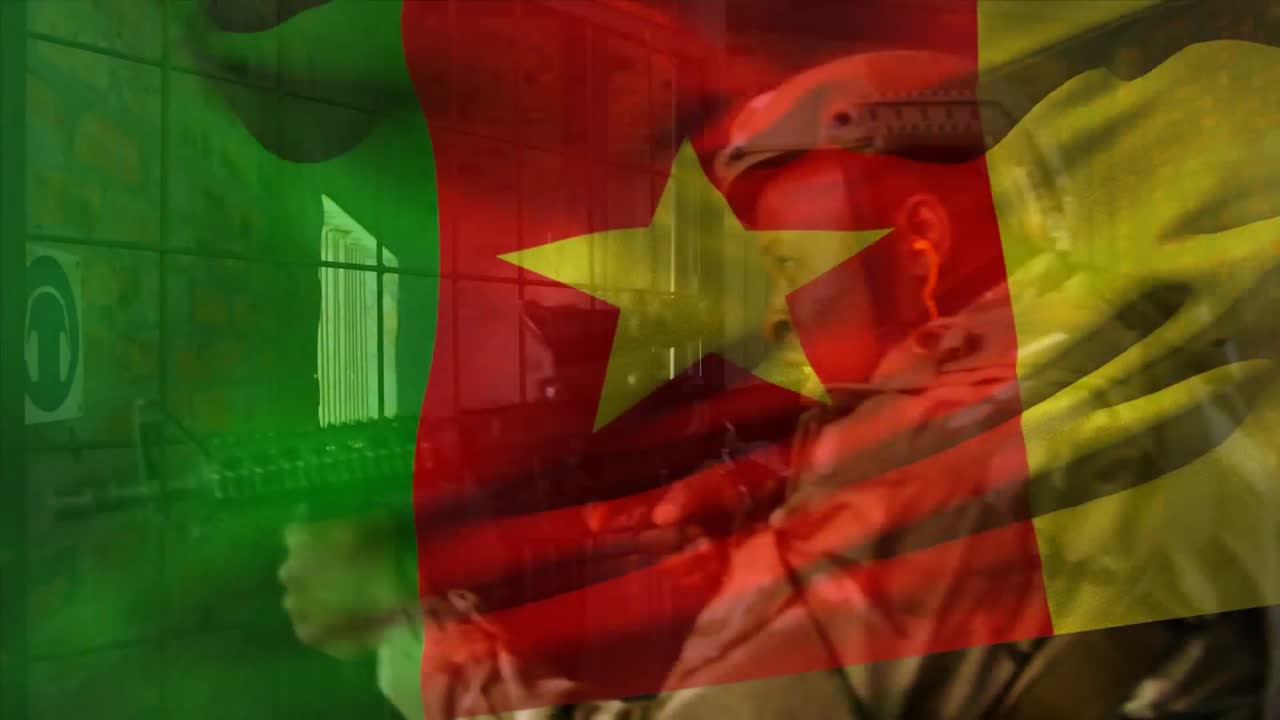 카메룬의  ⁇ 발의 애니메이션 다양한 남성 대 테러리스트와 무기를 가진 테러리스트