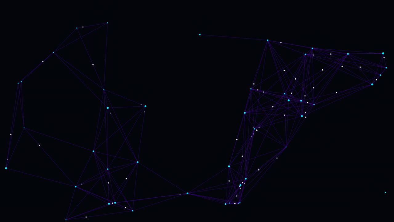 Abstract Digital Network Connection with Moving Nodes and Lines