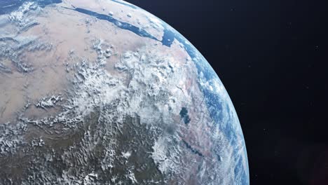 realistic planet earth with stars in the background. realistic cinematic vision. zoom out animation
