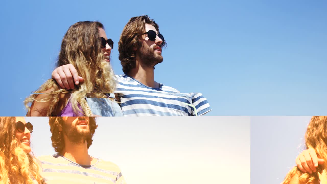 해변 에서 함께 즐기는 부부