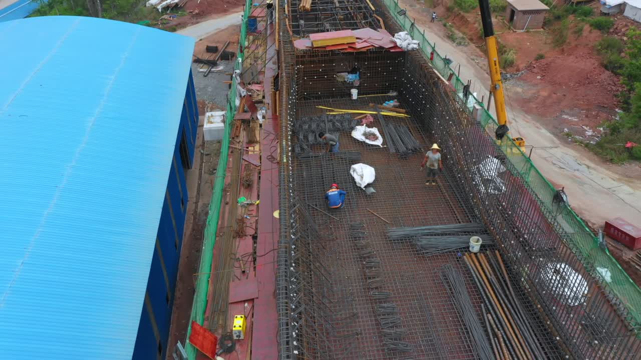 Bridge Construction Site with Workers