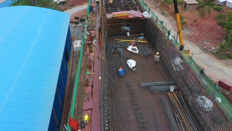 bridge construction site with workers