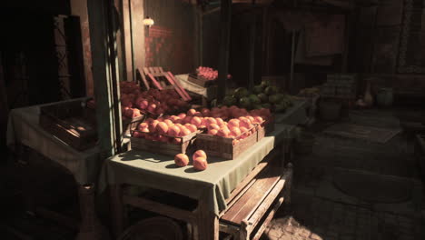a fruit stand in a market