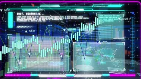 animación del procesamiento de datos sobre una mujer de negocios caucásica