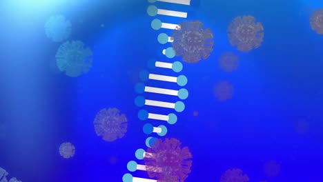 DNA--Und-Coronavirus-Bakterien-Fliegen-über-Den-Hintergrund-Mit-Farbverlauf.