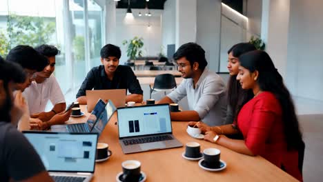 team meeting in modern co-working space