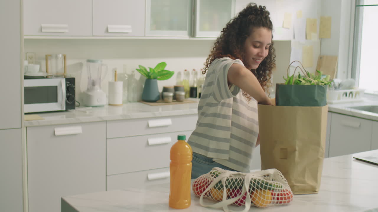 Girl Bringing Groceries to Home
