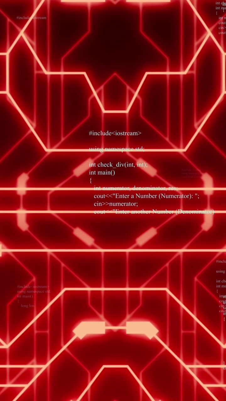 Animation of moving data processing over integrated circuit in red and black space