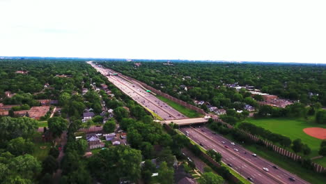 aerial view of american freeway in the midwest