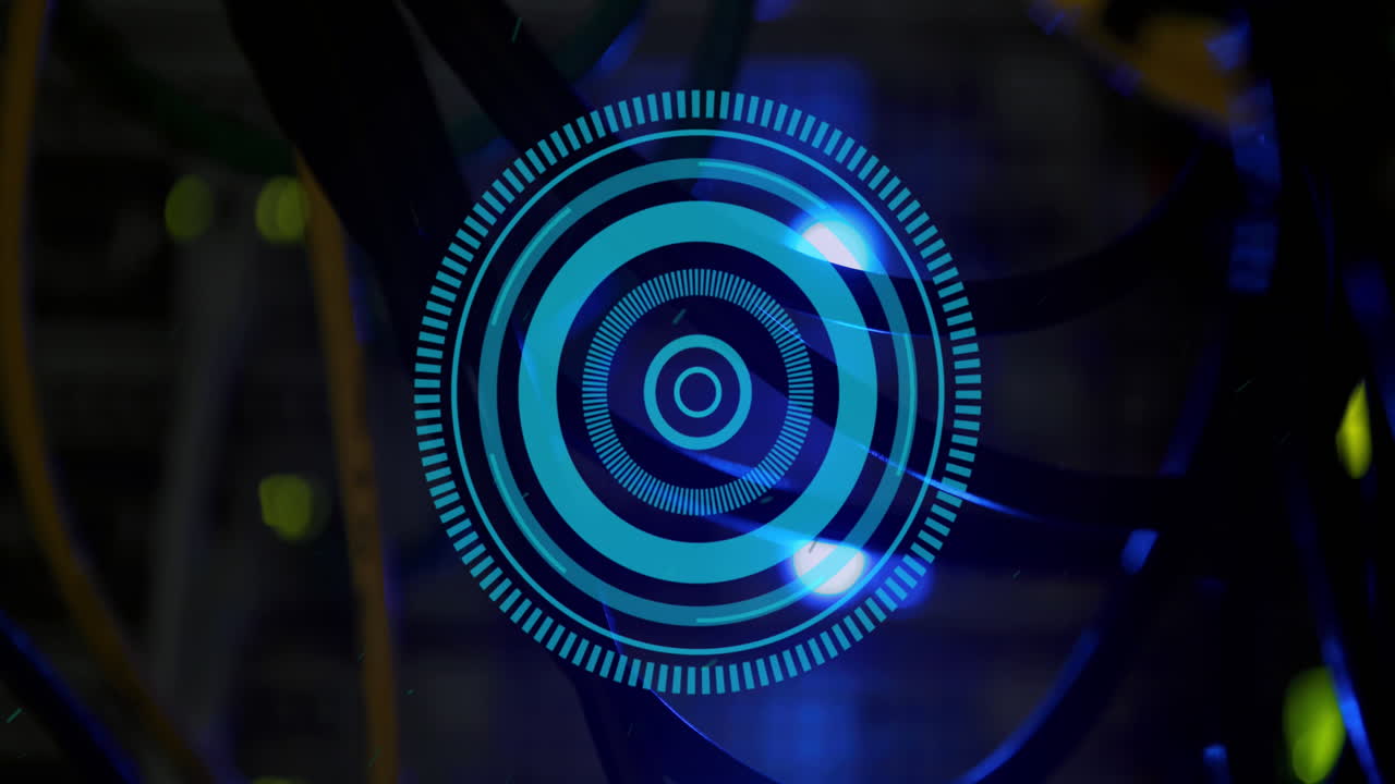 animación del círculo de procesamiento a través de cables de computadora