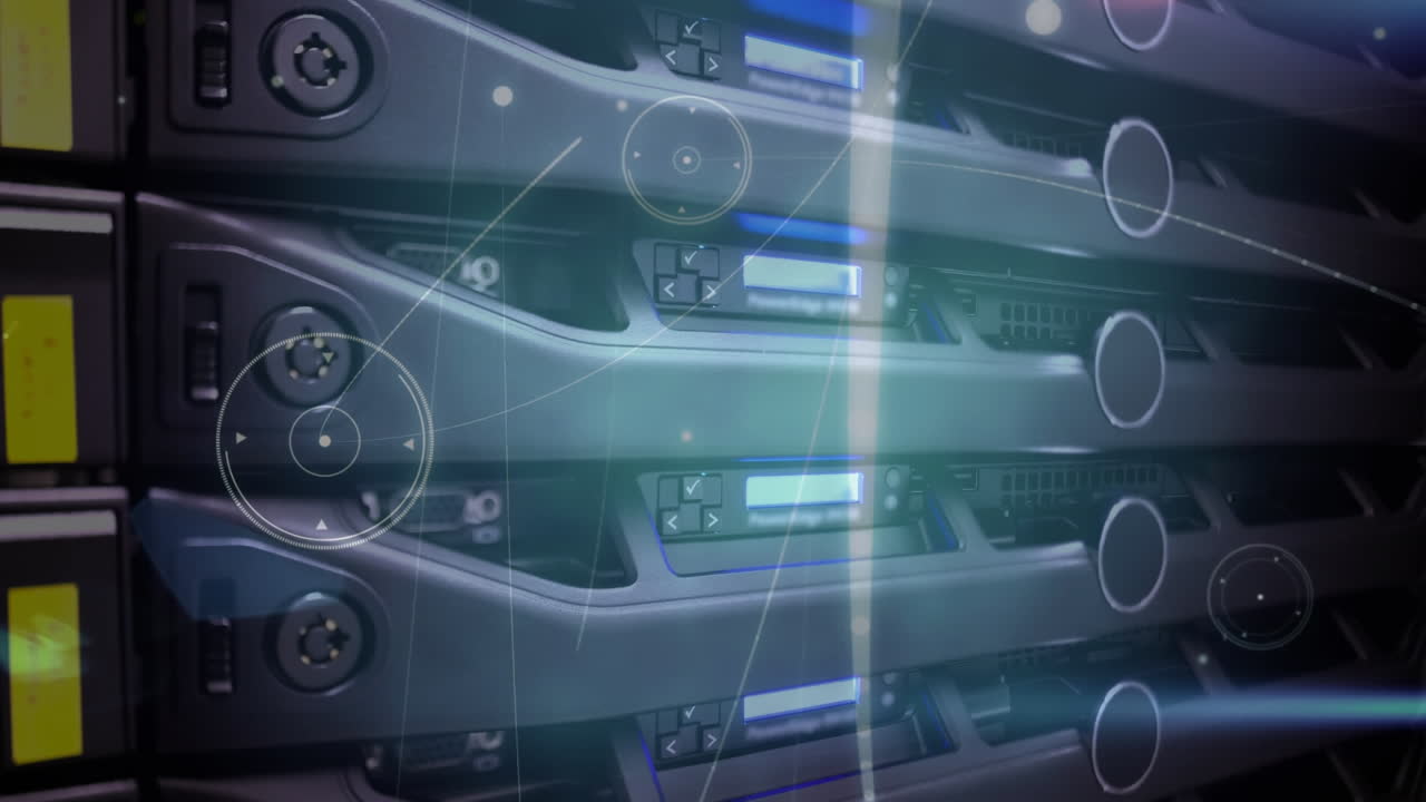 animación de la red de conexiones a través del hardware del servidor informático