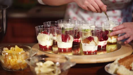 preparing dessert parfaits