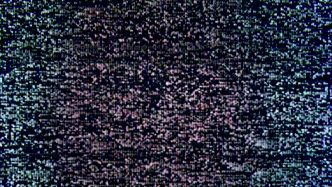 Damaged-TV-signal-on-old-television-screen,-TV-snow-on-VHS-tape,-appearance-of-random,-flickering-white-or-gray-dots-on-the-screen,-VHS-art-concept