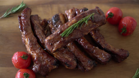 grilled-barbecue-ribs-pork-on-wooden-board