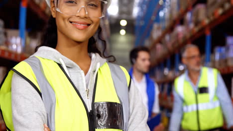 warehouse workers working together