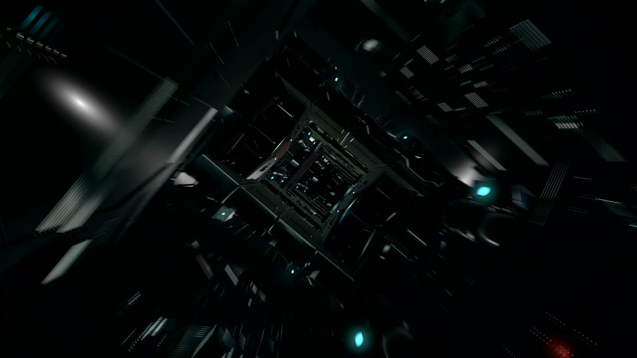 3d render of futuristic tunnel with light, loop.