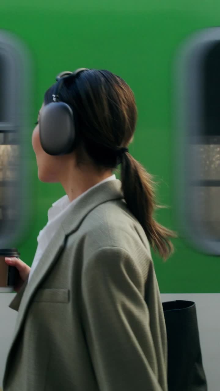 mujer viajando en tren