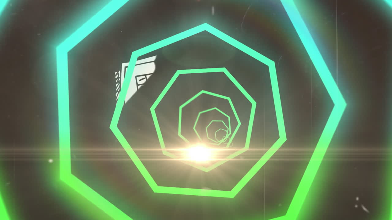 네온 터널 위에 반 ⁇ 이는 빛의 애니메이션