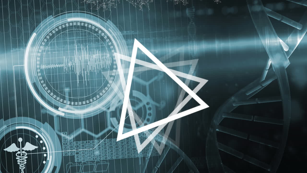 анимация треугольников и вращения цепочки днк с обработкой данных