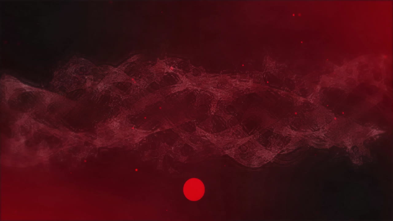 Red and black swirling pattern with floating particles in animation design
