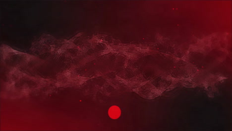 red and black swirling pattern with floating particles in animation design