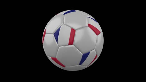 bandera de francia en una pelota gira sobre un fondo transparente, bucle de canal alfa